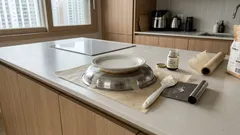 턴테이블 없이도 가능한 케이크 아이싱, 냄비 뚜껑으로 임시 회전대 만들기